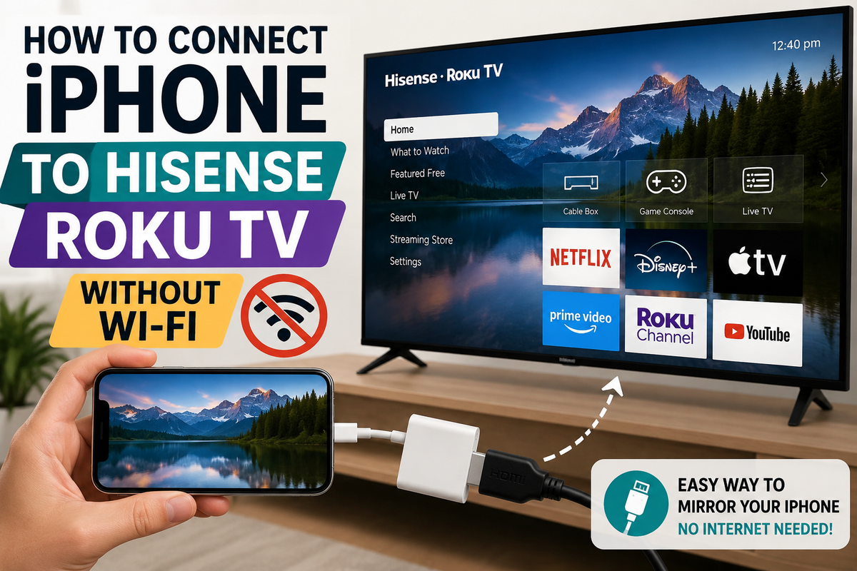 How to Connect iPhone to Hisense Roku TV Without Wi-Fi