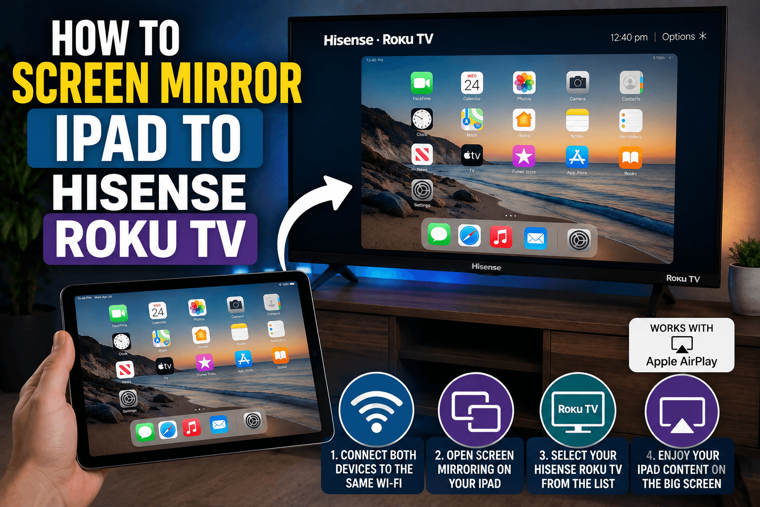 How to Screen Mirror an iPad to a Hisense Roku TV
